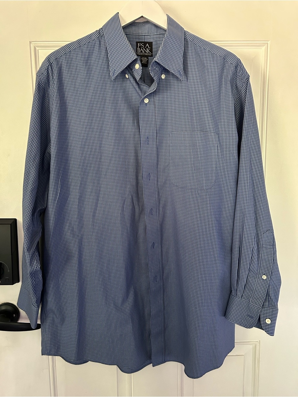 Jos. A. Bank Blue Micro-Check Button-Down Dress Shirt
